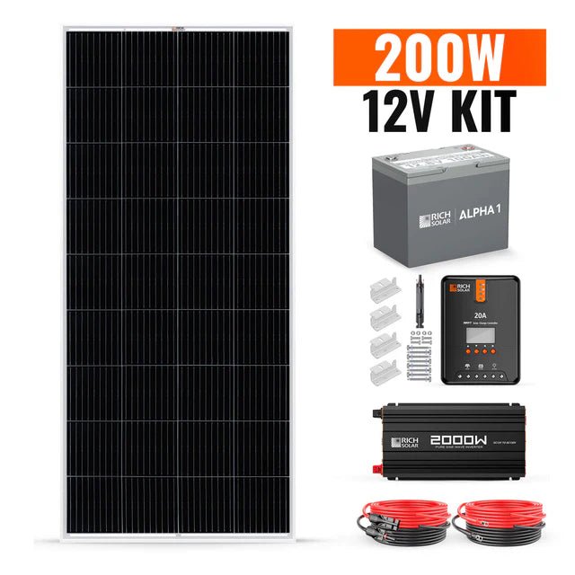 RICH SOLAR 200 Watt Complete Solar Kit - Solar Generators and Power Stations Plus