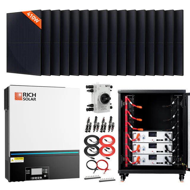 RICH SOLAR Complete Off - Grid Solar Kit RS - H6548 | 8000W PV Input 48V 120VAC Output + 6560(16x410) Watt Solar PV - Solar Generators and Power Stations Plus