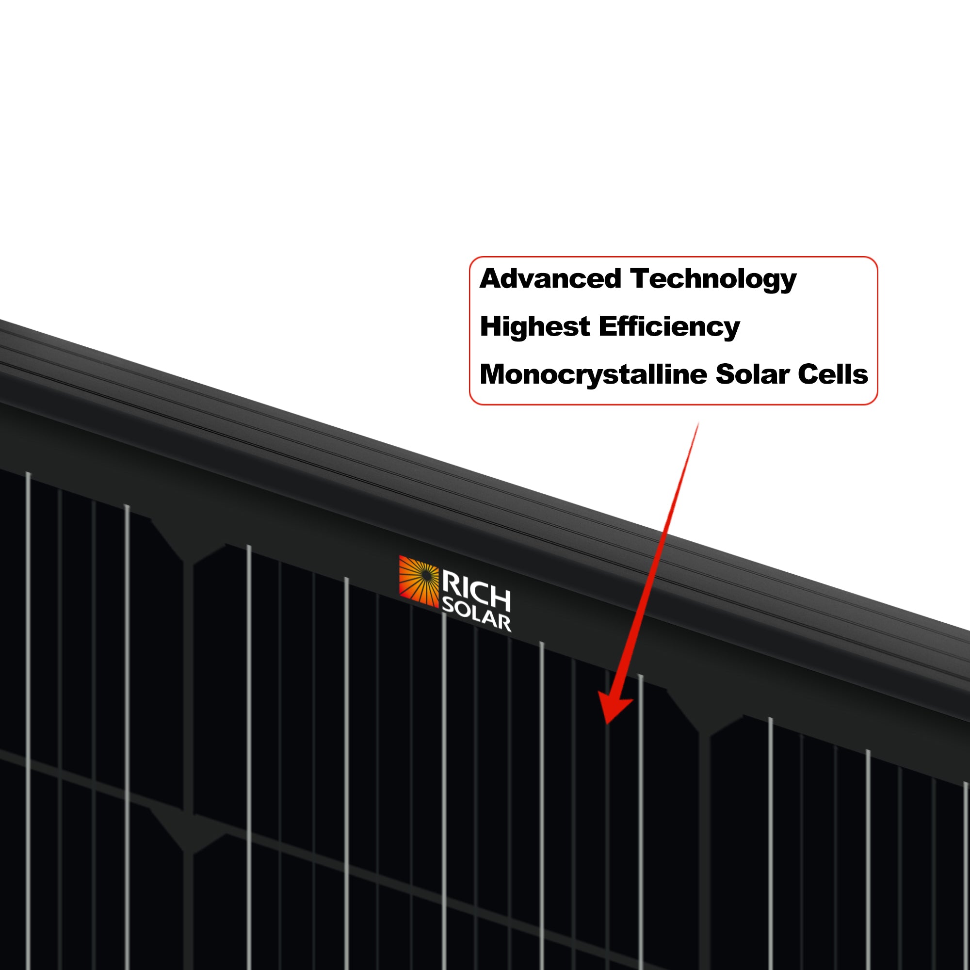 RICH SOLAR MEGA 100 ONYX | 100 Watt Monocrystalline Solar Panel | Best 12V Black Panel for VAN RVs and Off-Grid - Solar Generators and Power Stations Plus