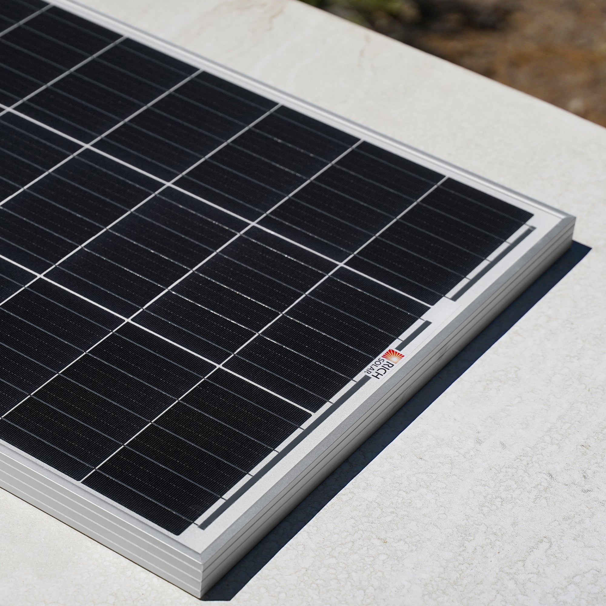 RICH SOLAR MEGA 100 Watt Monocrystalline Solar Panel | Best 12V Panel for VAN RVs and Off-Grid - Solar Generators and Power Stations Plus