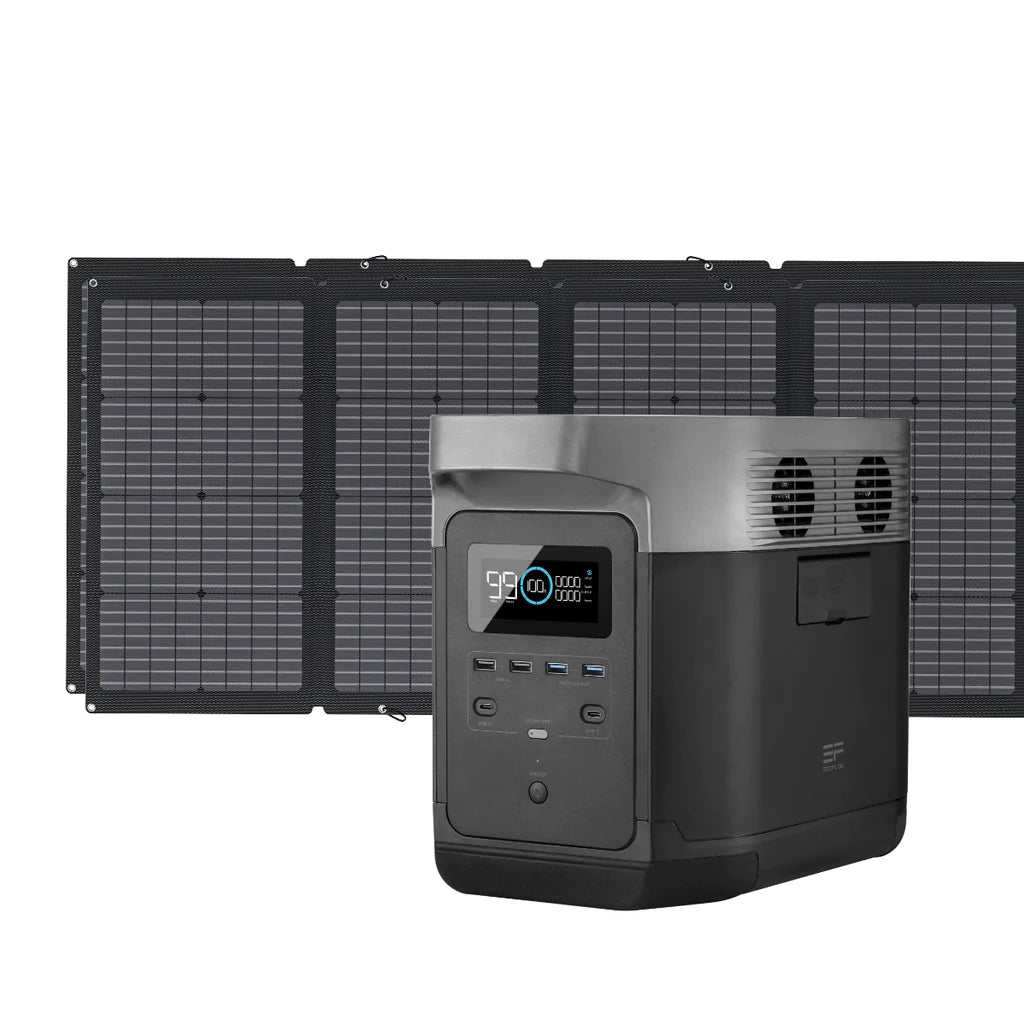 EcoFlow DELTA 1300 Solar Generator + 2x 220W Portable Solar Panel - Solar Generators and Power Stations Plus