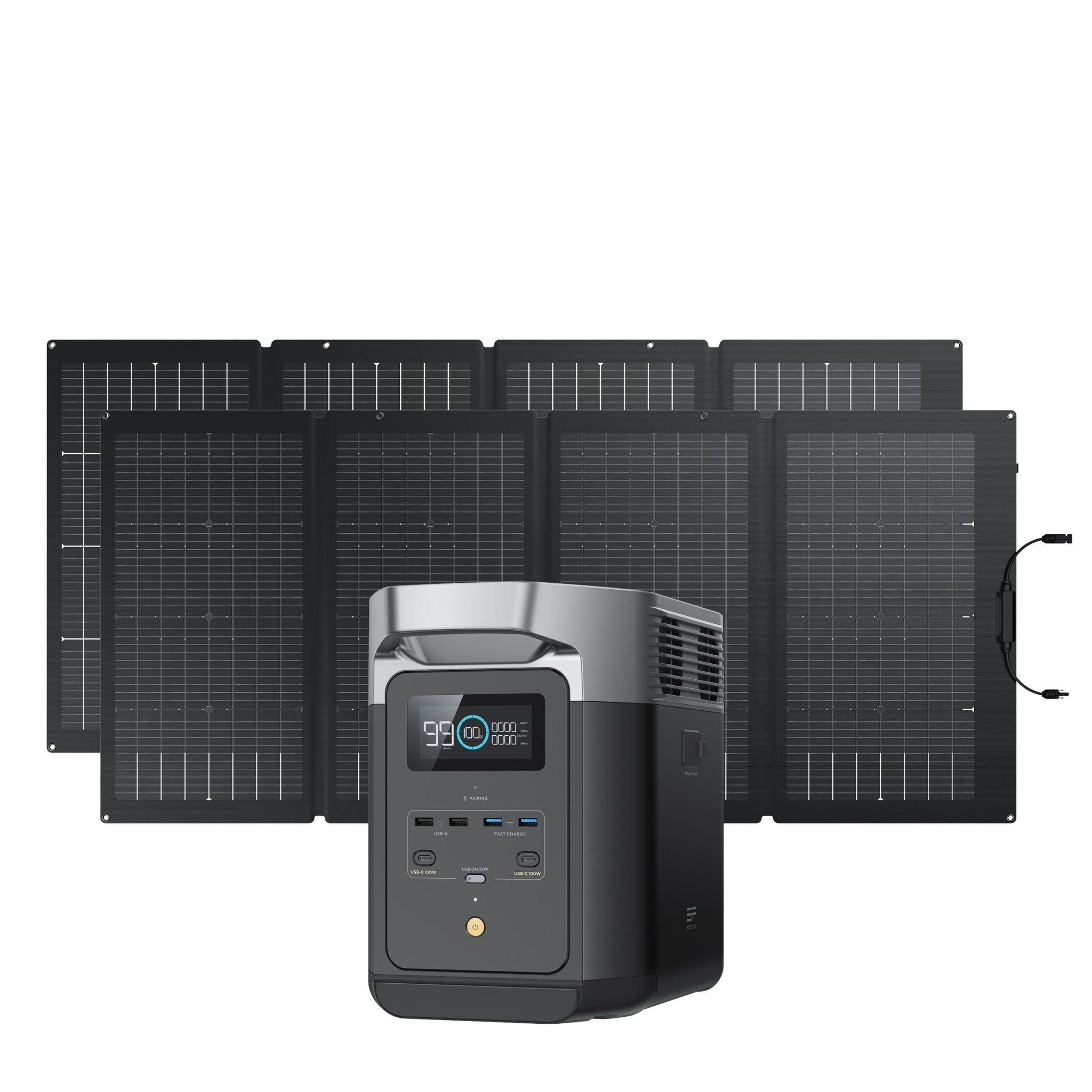 EcoFlow DELTA 2 Solar Generator + 2x 220W Portable Solar Panel - Solar Generators and Power Stations Plus
