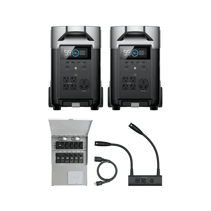 EcoFlow DELTA Pro (x2) + 1x Double Voltage Hub+ Transfer Switch 306A - Solar Generators and Power Stations Plus