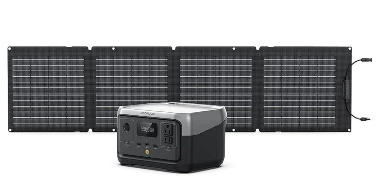 EcoFlow RIVER 2 Solar Generator + 1x 110W Portable Solar Panel - Solar Generators and Power Stations Plus
